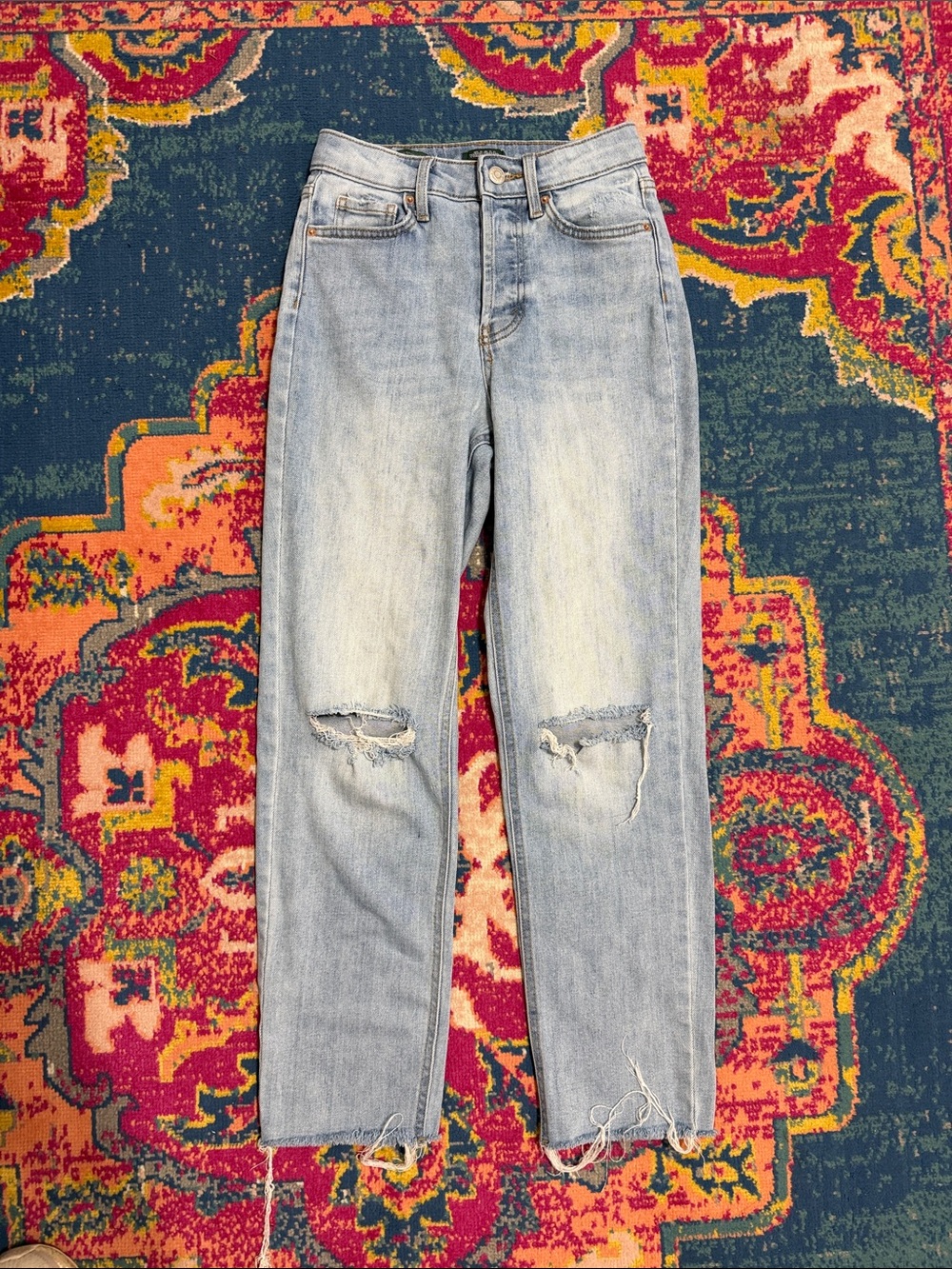 wild fable Light Blue Straight-Leg Distressed Jeans Womens size 00/24
